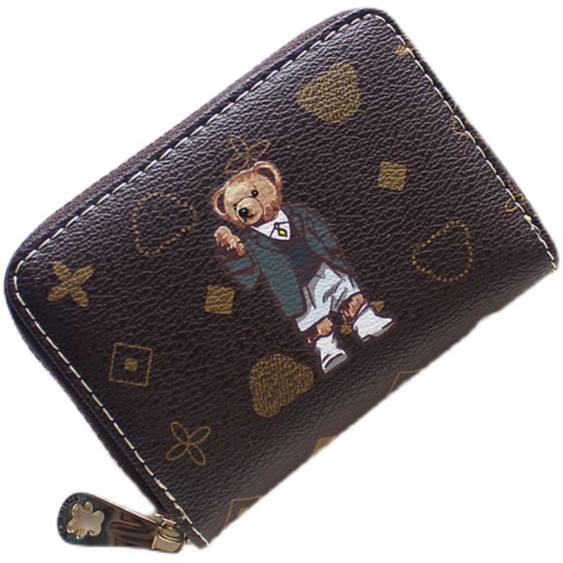 Ví Ngắn Đựng Thẻ 20% Có Khóa Kéo In Hình Gấu Pooh Dễ Thương Thời Trang 2022 Cho Nữ Sm