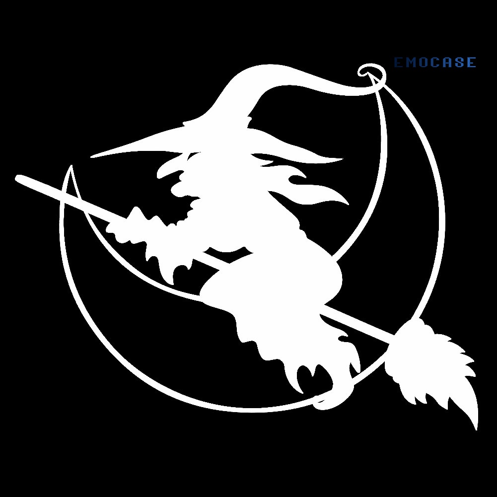 Miếng Dán Trang Trí Xe Hơi Họa Tiết Phù Thủy Và Chổi Halloween Độc Đáo