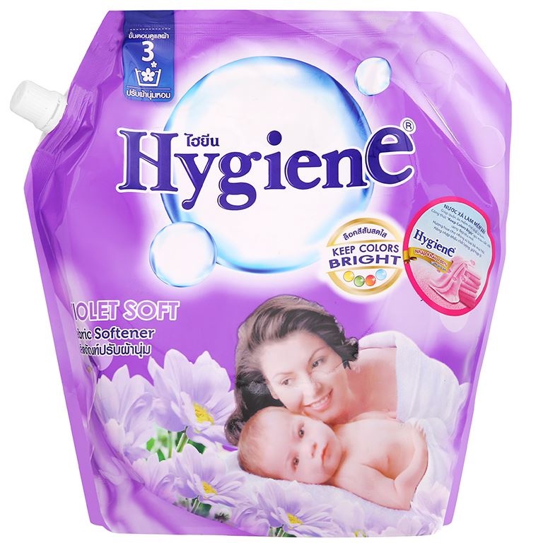 Nước xả cho bé Hygiene Violet Soft túi 1.8 lít Thái Lan - Công thức &quot;keep colors bright&quot;