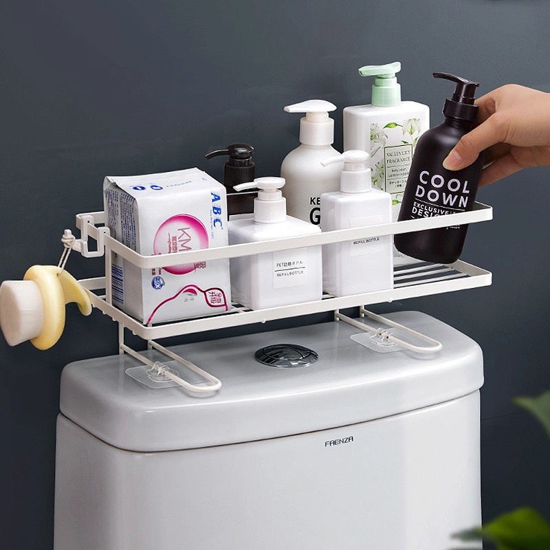 Kệ Sắt Đen Sơn Tĩnh Điện Không Gỉ Gài Để Đồ Trên Bồn Cầu, Kệ Để Mỹ Phẩm, Dầu Gội Nhà Vệ Sinh, Nhà Tắm Đa Năng