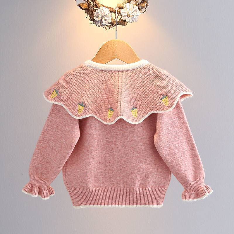 Áo len bé gái dễ thương họ tiết DÂU TÂY