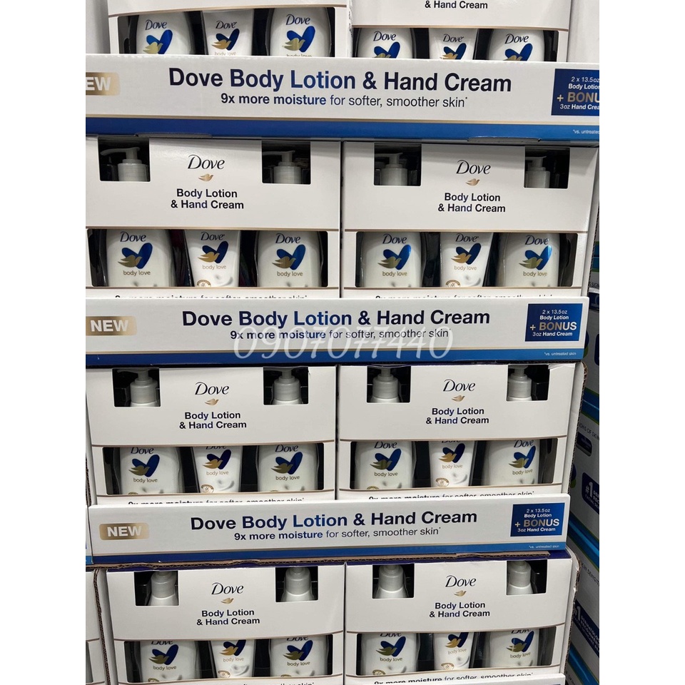 Bộ dưỡng da toàn thân Dove Body Lotion &amp; Hand Cream - EDS Hàng Mỹ, tái tạo độ ẩm, nuôi dưỡng chăm sóc làn da