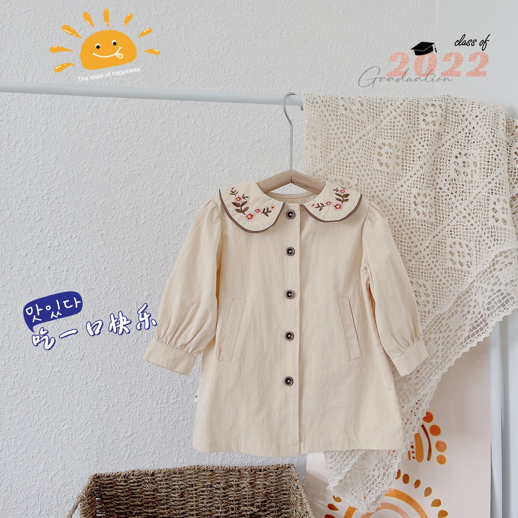 -Jee kids- Váy đầm kaki cổ thêu form babydoll cho bé gái siêu yêu