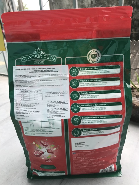 Thức ăn dành cho chó trưởng thành vị bò - gói 2kg