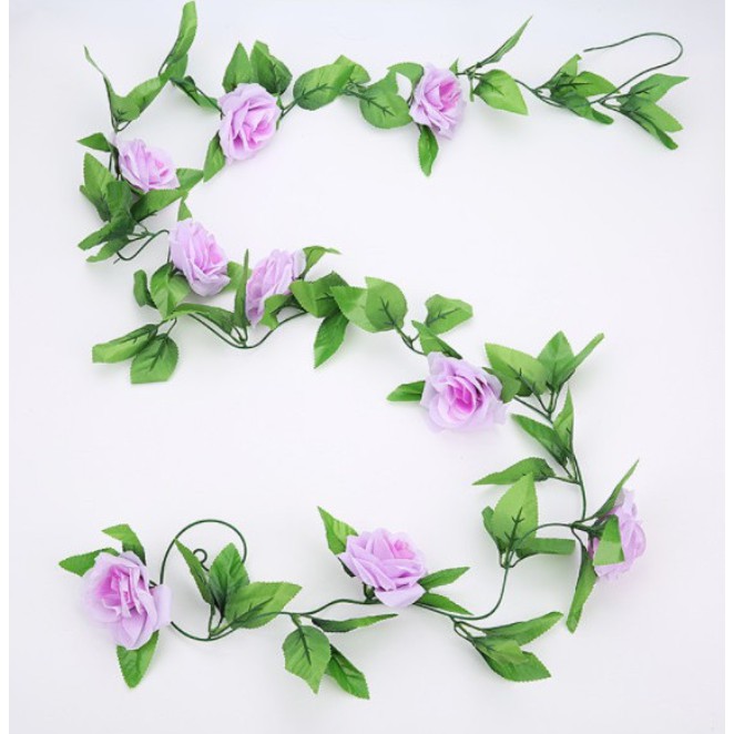Dây hoa hồng giả 9 đầu bông MÀU TÍM HOA05