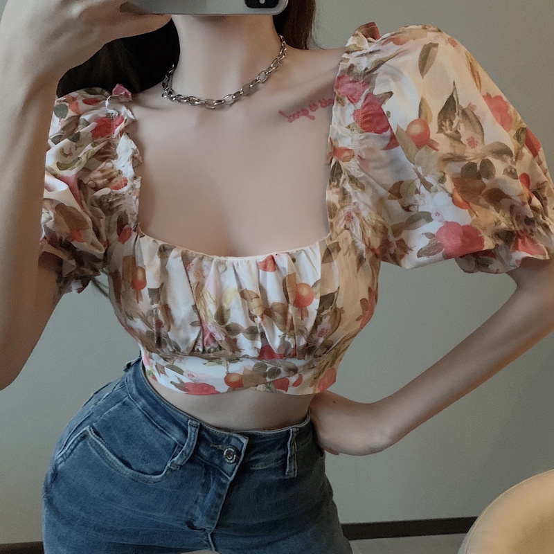Áo Trễ Vai Cổ Yếm Tay Phồng Thời Trang Mùa Hè Dành Cho Nữ