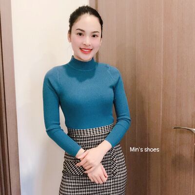 Min's Shoes - Áo Len Nữ Quốc Dân Len Tăm Hàn Mềm Áo 433 Len dài