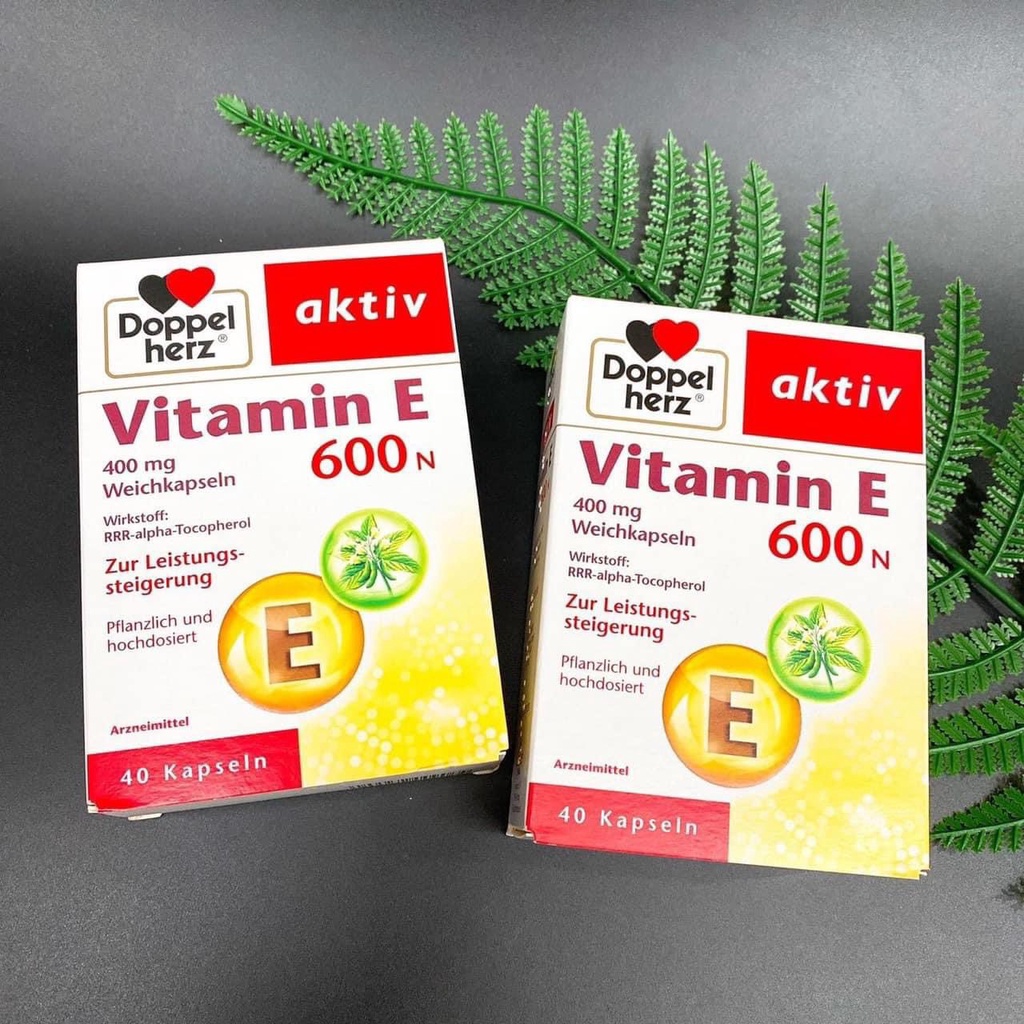 Viên uống Vitamin E ⚡ CAM KẾT CHẤT LƯỢNG ⚡ Viên uống Doppelherz Aktiv Vitamin E 600N của Đức, 40 viên ngăn ngừa lão hóa