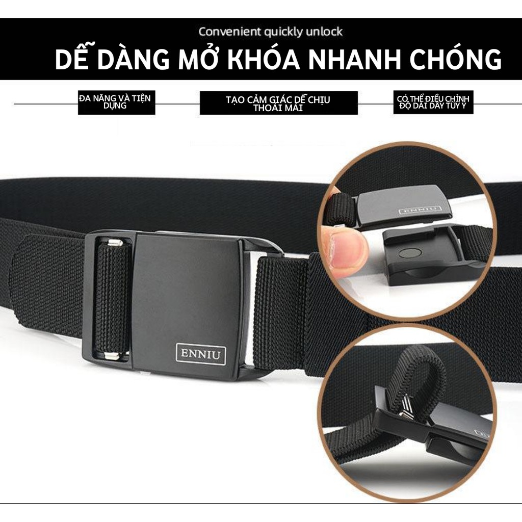 THẮT LƯNG NAM THỜI TRANG VẢI NYLON KHÓA NAM CHÂM THƯƠNG HIỆU ENNIU 18Y