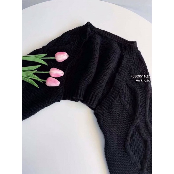 Áo khoác Len croptop hoạ tiết vặn thừng kiểu dài tay TT0309