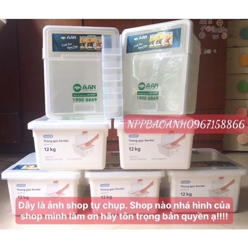 Thùng đựng gạo SENDAI 12kg (NHẬT BẢN)-kháng khuẩn, chống ẩm, nấm mốc.