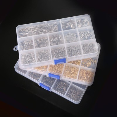 Beadia 1 Hộp DIY Phụ Kiện Trang Sức Mạ Rhodium Mũ Hạt / Nhẫn Nhảy / Kẹp / Chân Để Làm Đồ Trang Sức