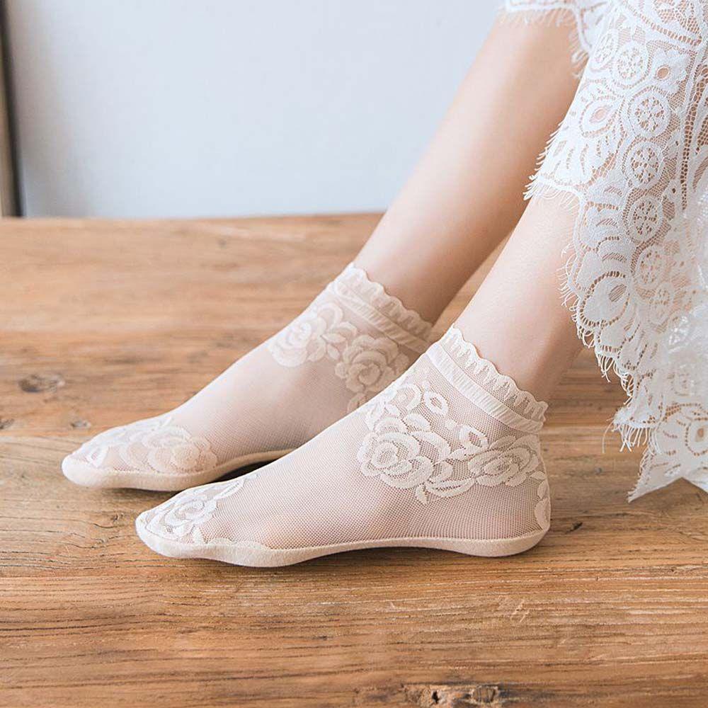 AROMA Vớ Ren Hoa Xuyên Thấu Thoáng Khí Thoải Mái Cho Nữ