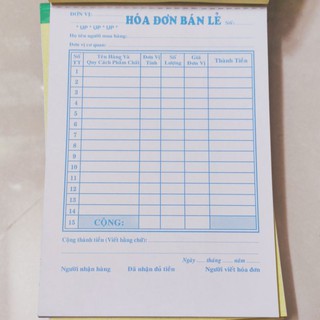 1 CUỐN HOÁ ĐƠN BÁN LẺ HAI LIÊN [1 CUỐN/ 58 TỜ BAO GỒM LIÊN 1 VÀ LIÊN 2]