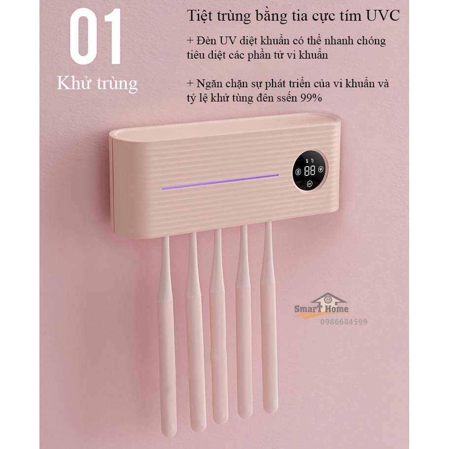 Máy tiệt trùng bàn chải đánh răng Xiaomi bằng tia UV thông minh, Xiaomi YouPin Sothing ngăn sự phát triển của vi khuẩn