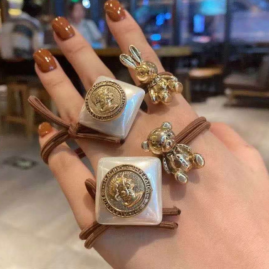 Dây Cột Tóc Buộc Tóc Nữ Đẹp Dễ Thương Phong Cách Hàn Quốc Với Họa Tiết Đính Thỏ Và Gâu Thun Cột Tóc Cao Cấp