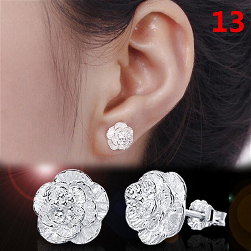 Bông Tai Xi Mạ Bạc Đính Đá Zircon