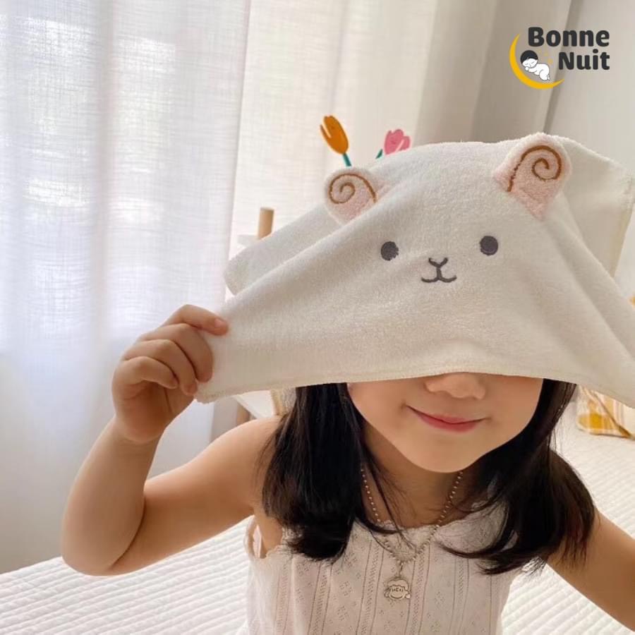 Set khăn mặt và khăn tắm hình động vật cho bé, hàng chính hãng xuất Nhật