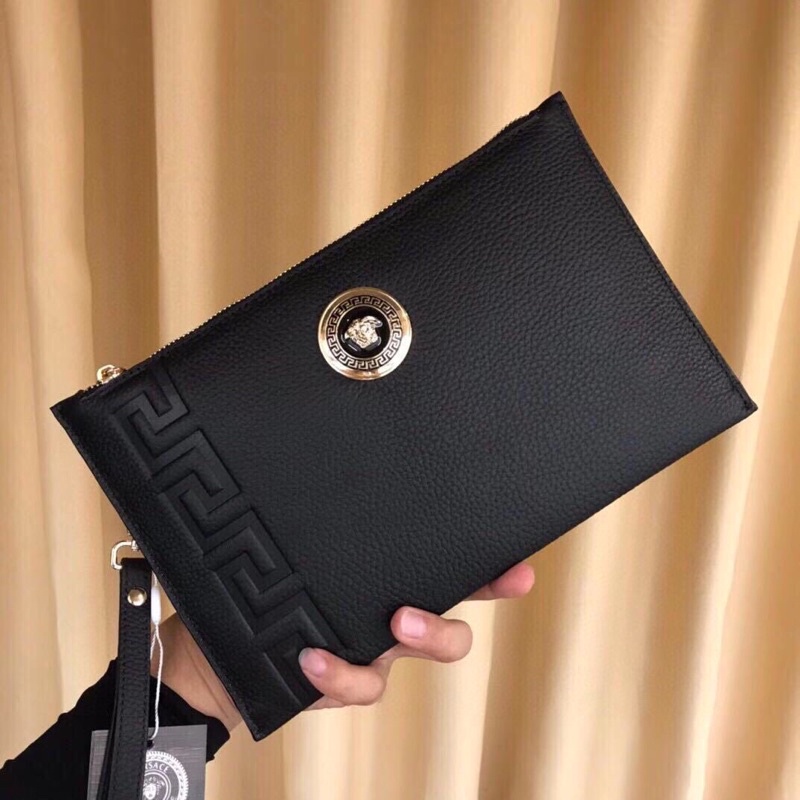 Clutch da thật logo medusa thương hiệu Versace cao cấp ví cầm tay nam
