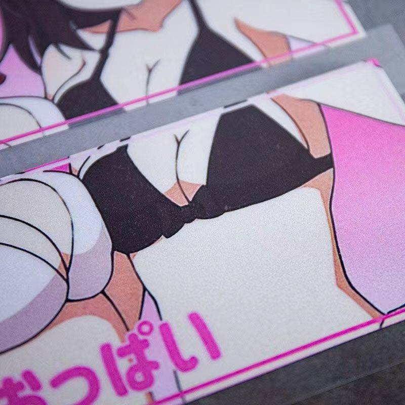 Miếng sticker hình cô gái anime JDM 2D phản quang dán trang trí cản xe chống thấm