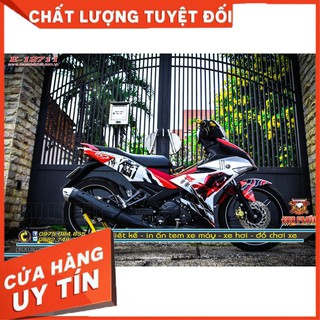 TEM TRÙM EX150 SAMURAI TRẮNG ĐỎ CỰC CHẤT