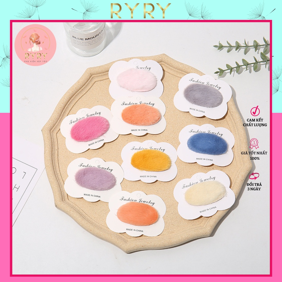 Kẹp Tóc Vải Lông Màu Sắc Ngọt Ngào Phong Cách Hàn Quốc Cho Nữ