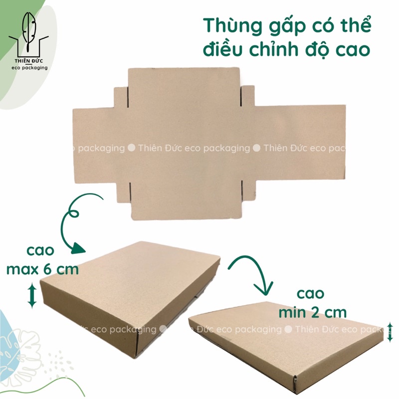 Combo 20 Thùng carton nắp gài điều chỉnh độ cao đựng hàng sách, truyện, tranh... bao bì hộp giấy nắp cài Thiên Đức Eco