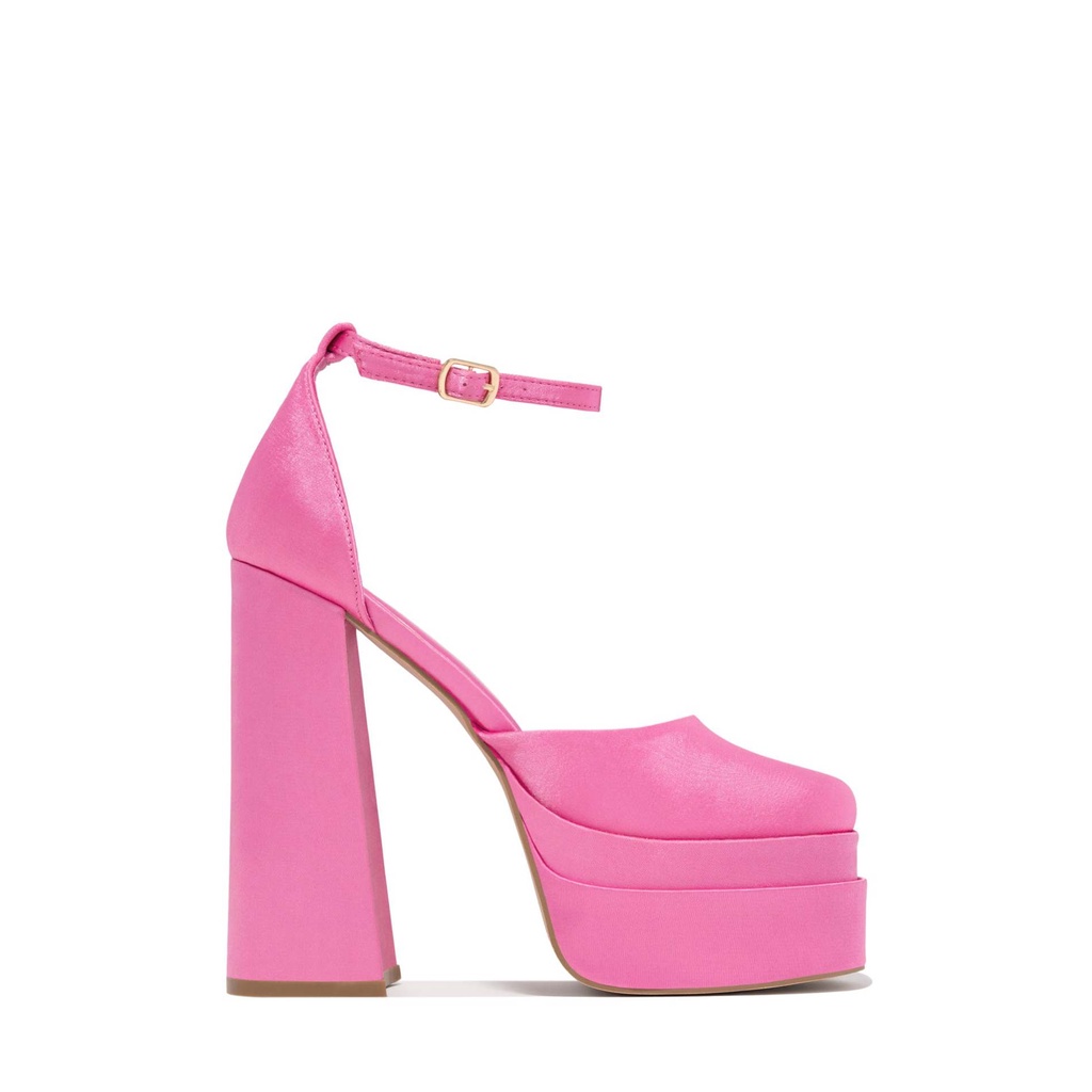 Giày sandal Cao Gót Hở Mũi Bằng Satin Dày Dặn Chống Nước Phong Cách Thời Trang Mùa Hè 2022 Kích Thước Lớn Có Khóa Cài Sang Trọng Cho Nữ