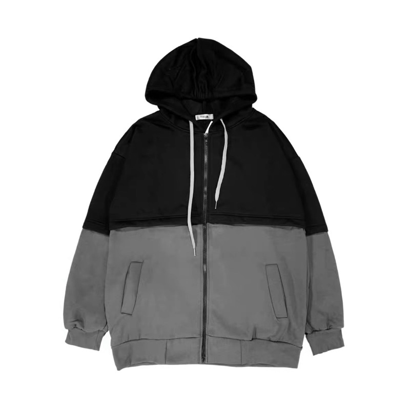 Áo khoác hoodie nỉ khoá kéo màu đen- xám nỉ bông dày dặn | BigBuy360 - bigbuy360.vn