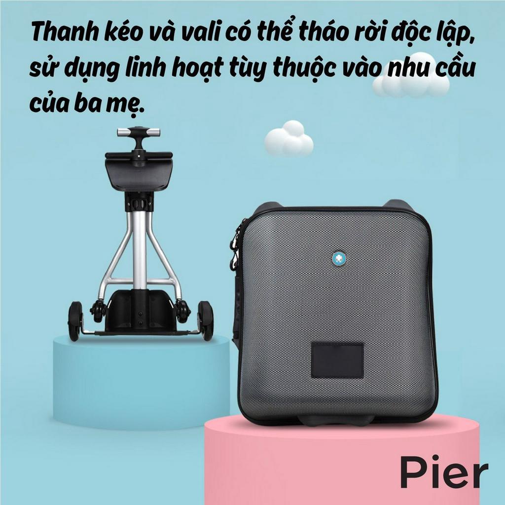 Xe đẩy kiêm vali Pier thuận tiện khi mang theo du lịch, Vali xe đẩy trẻ em hottrend 2 in 1 đựng đồ xe đẩy 2023