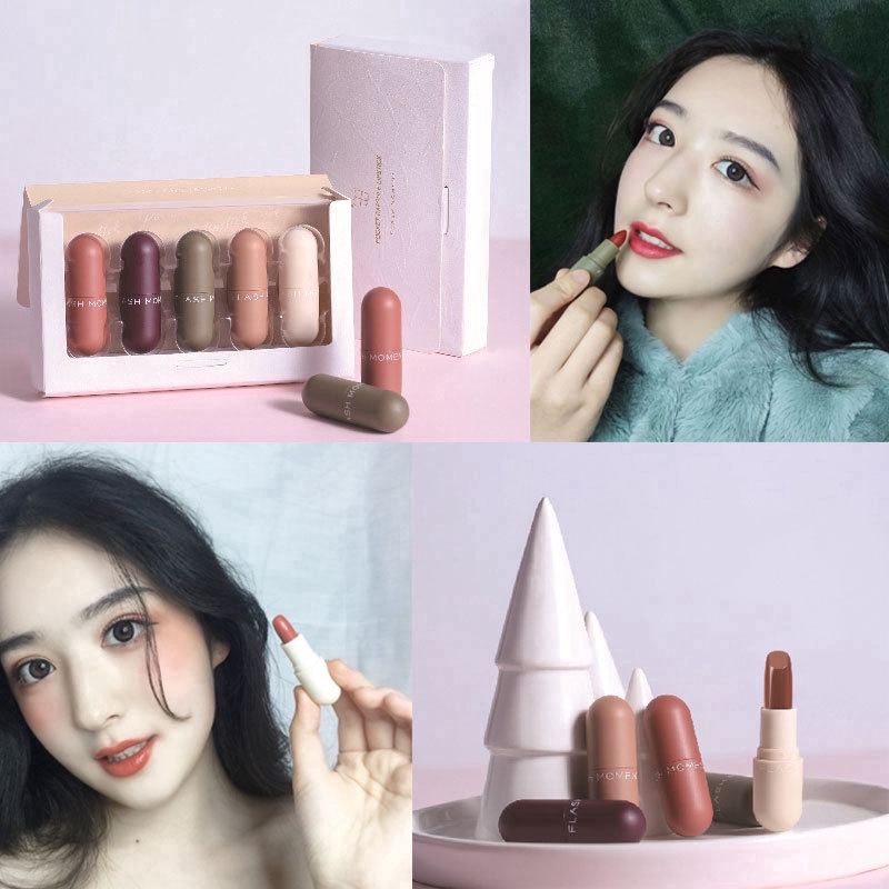5pcs Matte Lipstick Set Long-Lasting Moisturizer Velvet Mini Capsule Lipstick Kit | BigBuy360 - bigbuy360.vn