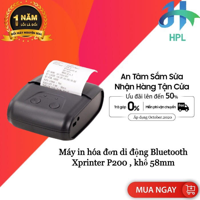 Máy in hóa đơn di động Bluetooth Xprinter P200 , khổ 58mm