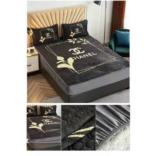 BỘ 3 MÓN GA GỐI NỈ NHUNG TRẦN TRÁM BO CHUN BỌC ĐỆM HỌA TIẾT THƯƠNG HIỆU