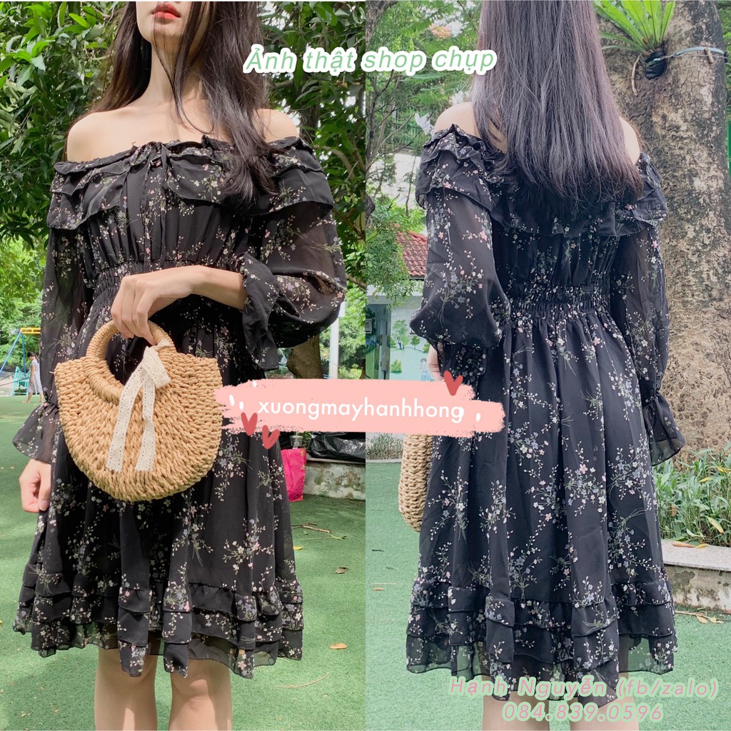 Đầm trễ vai ullzzang - Váy trễ vai nơ lưng chất tafta có sẵn đệm mút ảnh thật | BigBuy360 - bigbuy360.vn