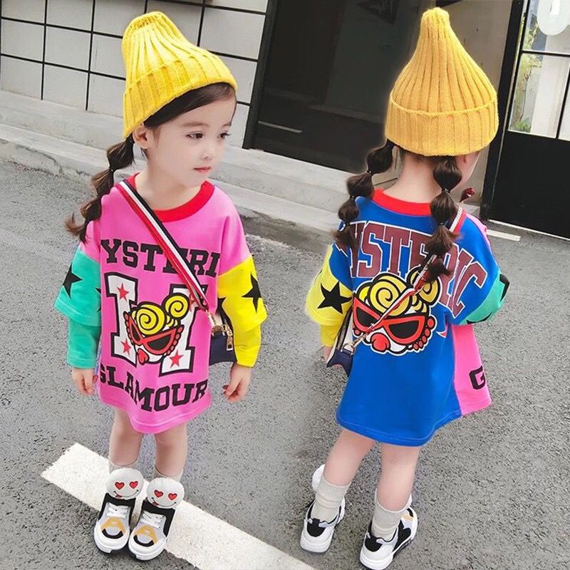 Cute girl Korean style long sleeve T-shirt cartoon pattern