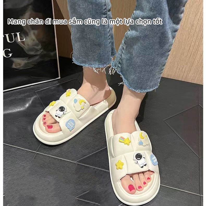 Dép quai ngang, dép bánh mỳ nữ CHAO quai trơn siêu hot- 2 màu đen trắng Phi hành giadép đế dày