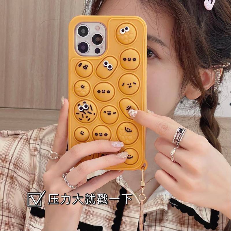 Pop It Push Bubble Casing Funny Biscuits Emoji  iphone 12 12 Pro Max 11 XS Max XR 7 8 Plus Silicone Soft Phone Cover