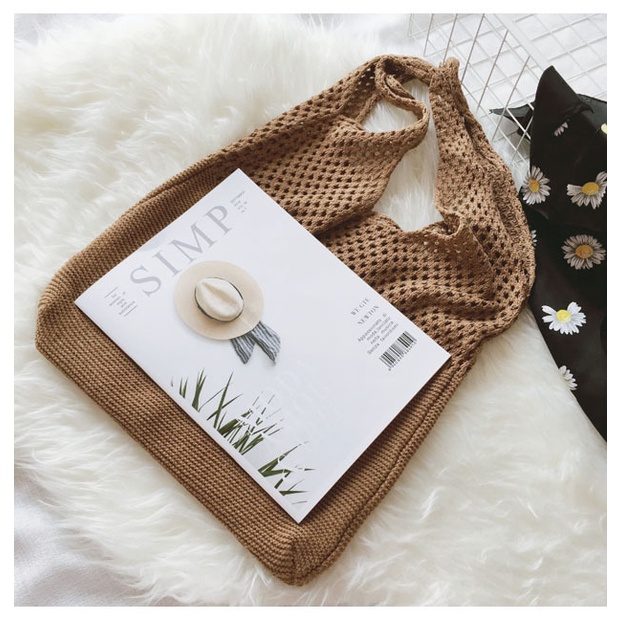 Túi tote JASMIN NOIR vải dệt ngăn chứa lớn kiểu đục lỗ thời trang hè đơn giản cho nữ