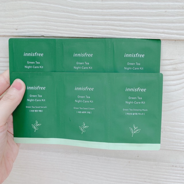 [NEW 2019] Set 3 sample dưỡng da ban đêm Innisfree Green tea Night-Care Kit