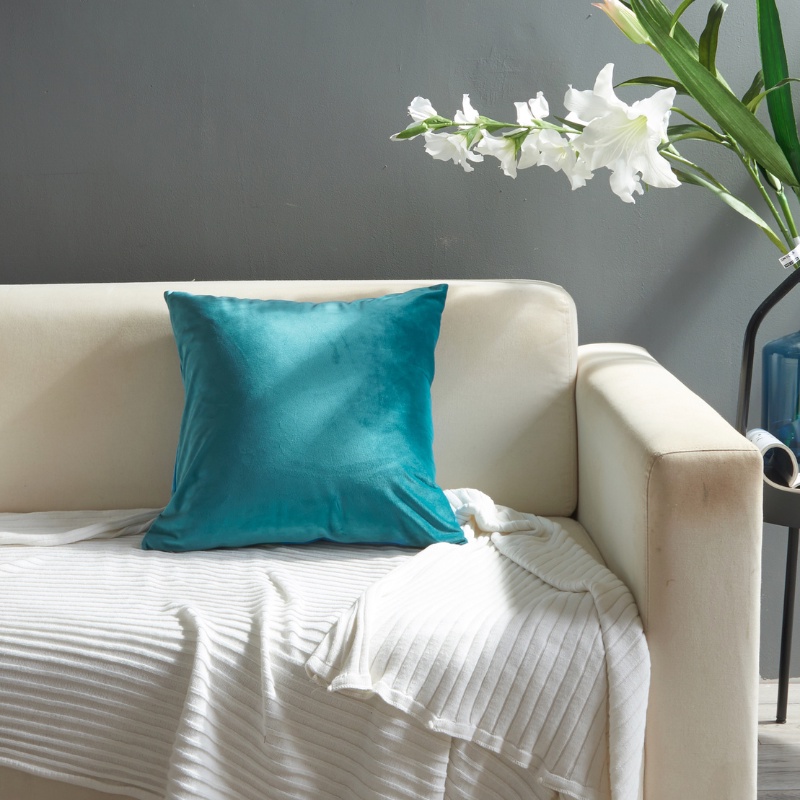 Gối tựa lưng sofa, Vỏ gối nhung trang trí vuông 45x45, hiện đại sang chảnh châu Âu.