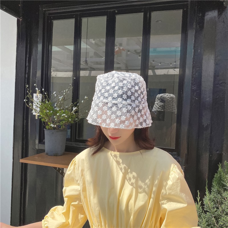 Nón Tai Bèo Phối Ren Hoa Thoáng Khí Phong Cách Nhật Bản