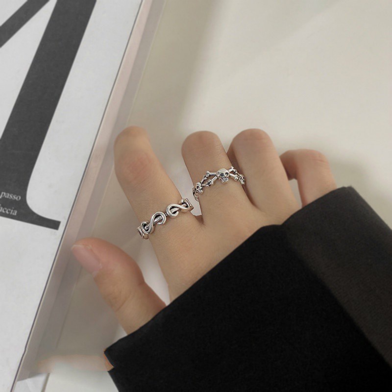 Nhẫn hở hình đầu lâu chữ s cá tính thời trang dễ phối đồ 191116