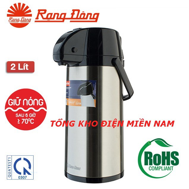 Phích Giữ Nhiệt Inox Cao Cấp Rạng Đông 1L-2L, Có Cần Bơm Nước