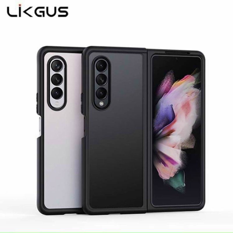 Ốp lưng likgus nhám viền màu cho galaxy Z FOLD 3 5G 2 mảnh chống sốc chống bám vân tay
