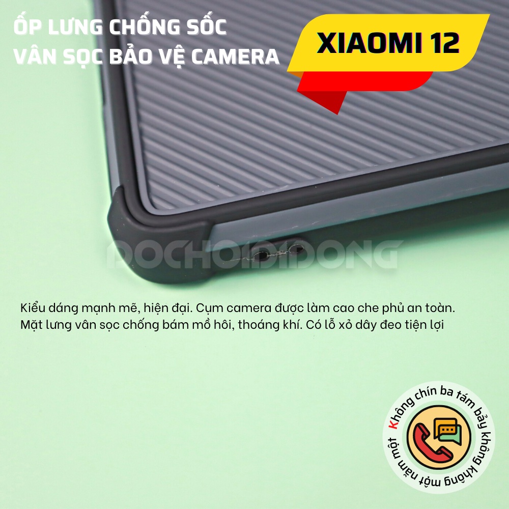 Ốp lưng Xiaomi Mi 12/ Mi 12x vân sọc bảo vệ camera