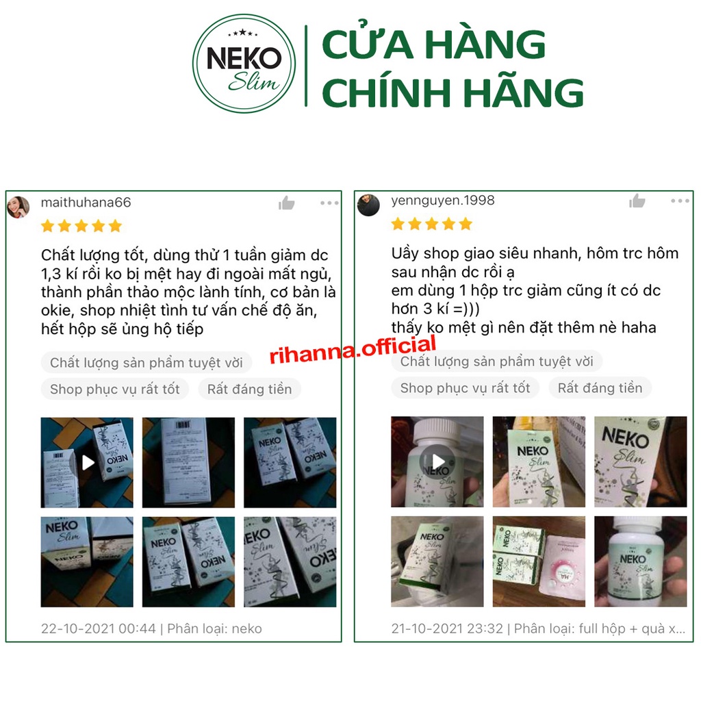 Giảm Cân NEKO SLIM Giảm cân Nhanh cấp tốc an toàn detox chính hãng Không Phải Thuốc Giảm Cân