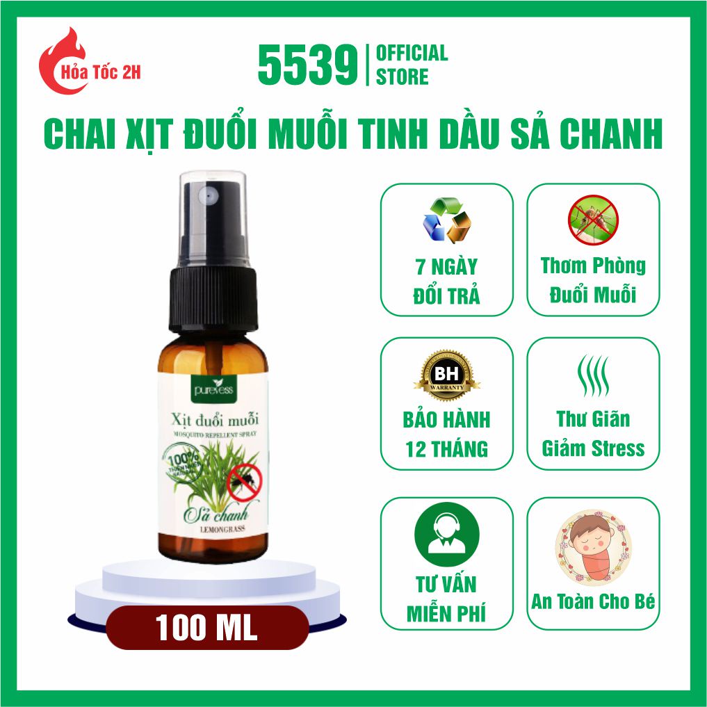 Tinh dầu đuổi muỗi sả chanh thơm phòng dạng xịt đuỗi muỗi, khử mùi nấm mốc - Shop 5539