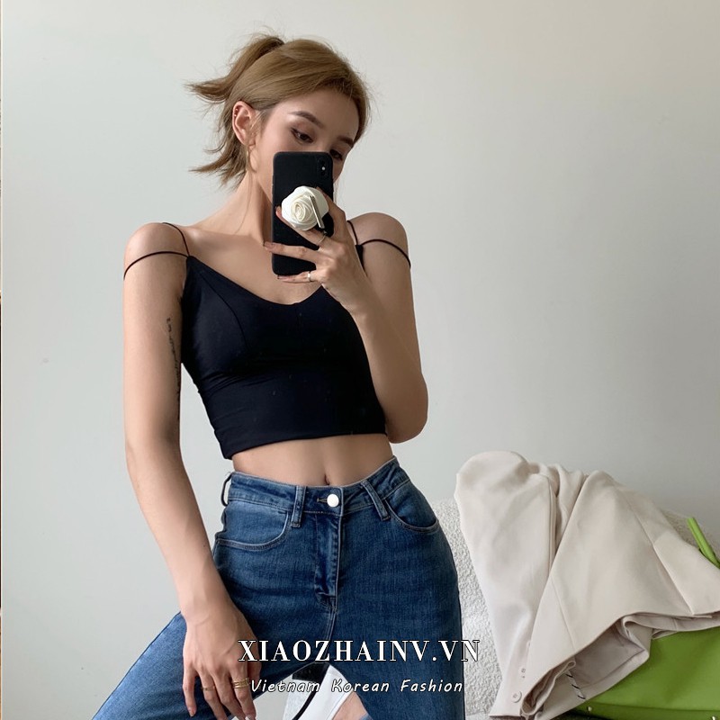 Áo croptop hai dây XIAOZHAINV phong cách mùa hè thời trang quyến rũ cho nữ