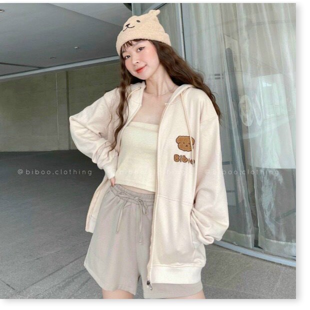 ÁO KHOÁC NỮ CÓ DÂY KÉO FORM RỘNG IN HÌNH HỌA TIẾT XINH XẮN THỜI TRANG MỚI KME