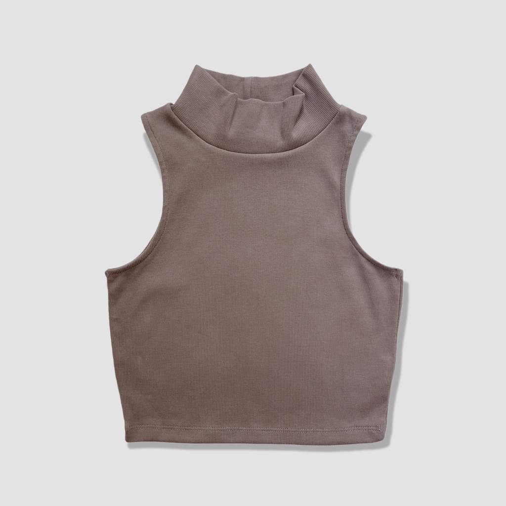 Áo croptop cổ lọ sát nách HEYBEE chất thun tăm gân siêu co giãn mềm mịn - EDEN SLEEVELESS TOP HAT10